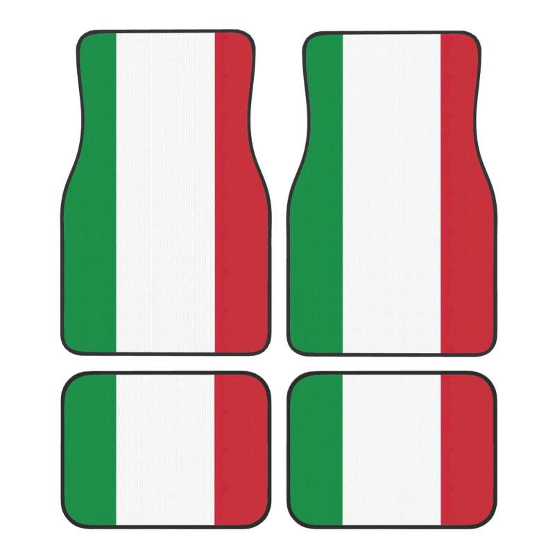 Automatten mit italienischer Flagge, komplettes Set, universelle Passform, 4-teiliges Matten-Pad-Set, passend für die meisten Autos, LKWs, Lieferwagen, Limousinen, SUVs von EdWal