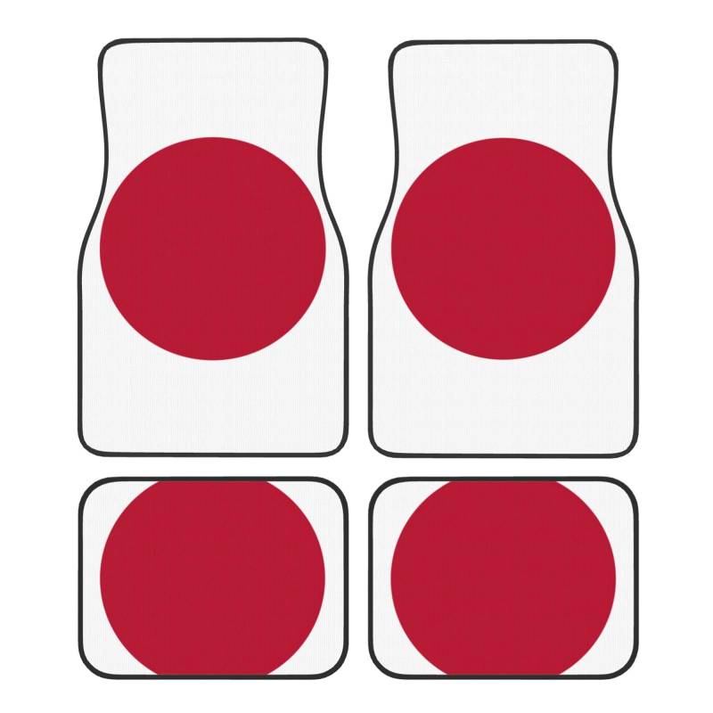 Automatten mit japanischer Flagge, komplettes Set, universelle Passform, 4-teiliges Matten-Pad-Set, passend für die meisten Autos, LKWs, Lieferwagen, Limousinen, SUVs von EdWal