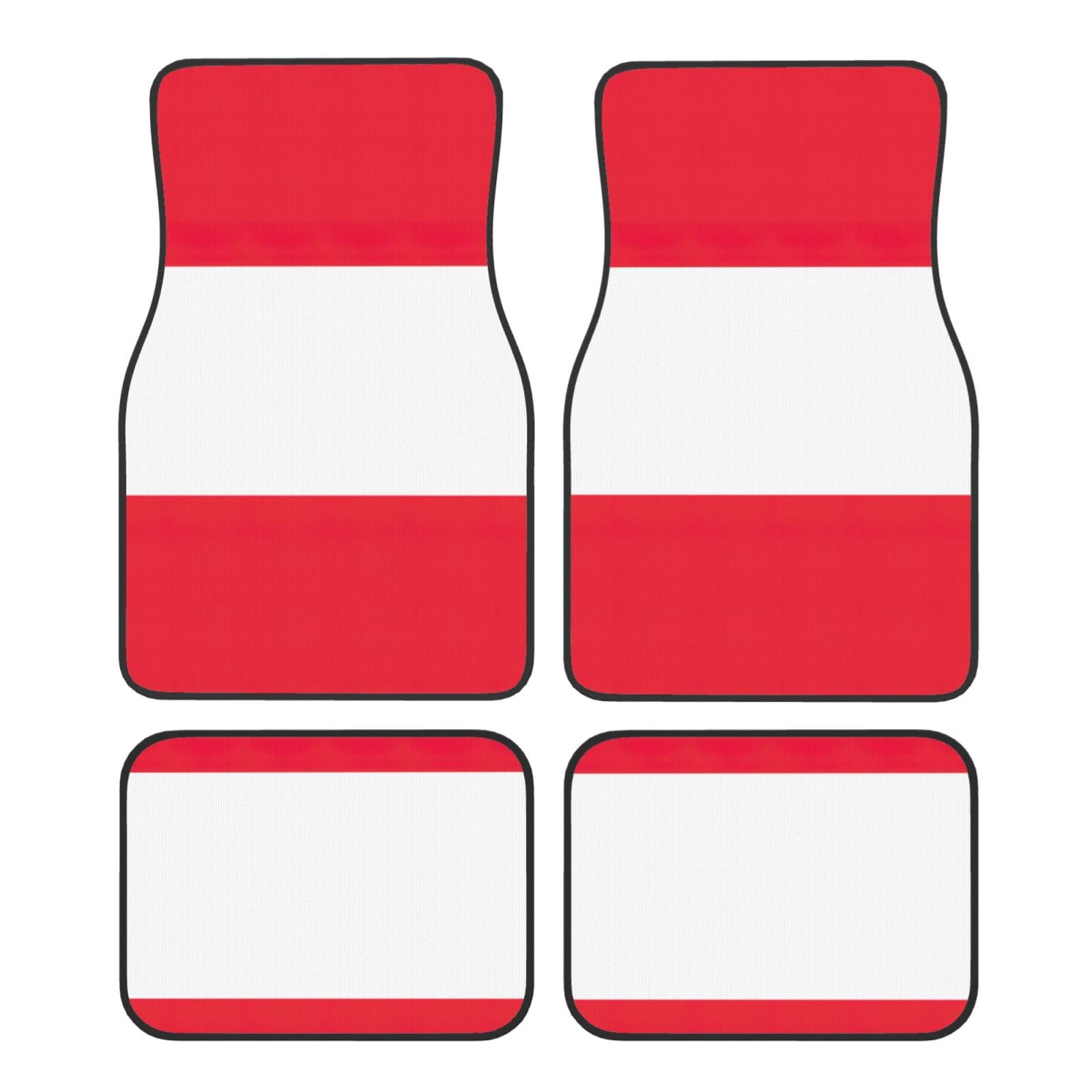 Automatten mit österreichischer Flagge, komplettes Set, universelle Passform, 4-teiliges Matten-Pad-Set, passend für die meisten Autos, LKWs, Lieferwagen, Limousinen, SUVs von EdWal