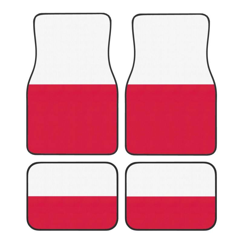 Automatten mit polnischer Flagge, komplettes Set, universelle Passform, 4-teiliges Matten-Pad-Set, passend für die meisten Autos, LKWs, Lieferwagen, Limousinen, SUVs von EdWal