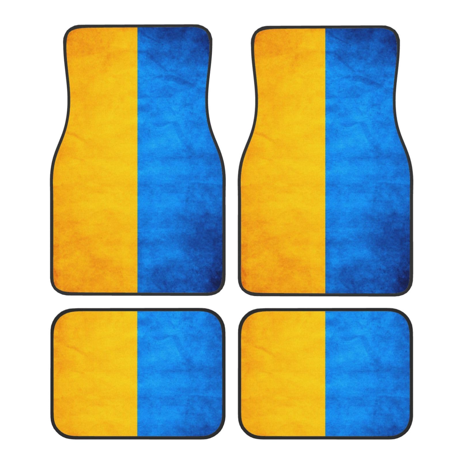 Automatten mit ukrainischer Flagge, komplettes Set, universelle Passform, 4-teiliges Matten-Pad-Set, passend für die meisten Autos, LKWs, Lieferwagen, Limousinen, SUVs von EdWal