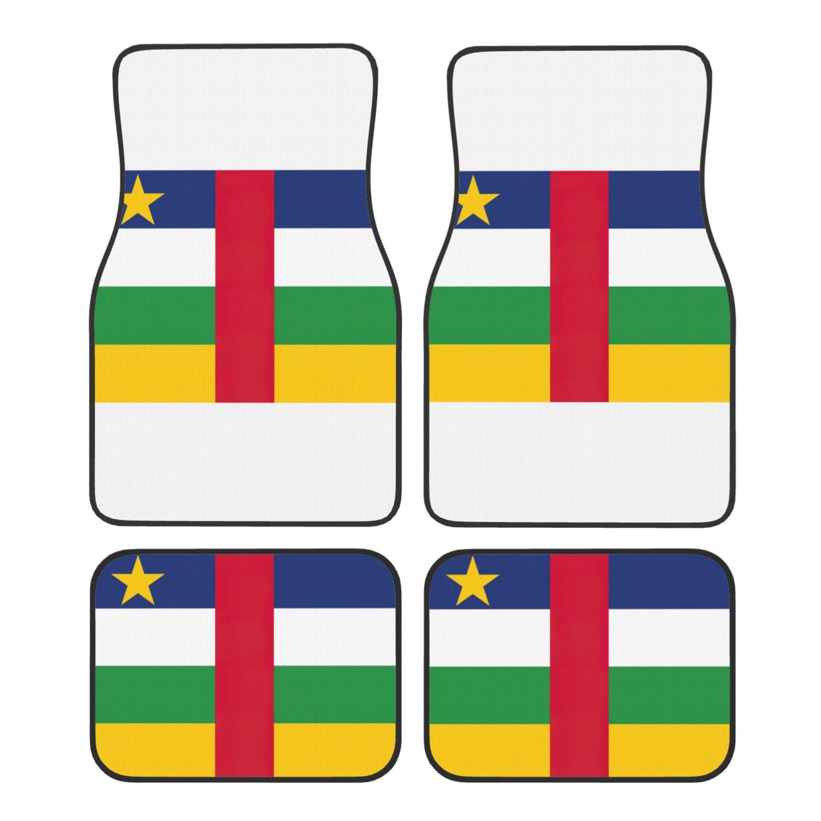 Automatten mit zentralafrikanischer Flagge, komplettes Set, universelle Passform, 4-teiliges Matten-Pad-Set, passend für die meisten Autos, LKWs, Lieferwagen, Limousinen, SUVs von EdWal