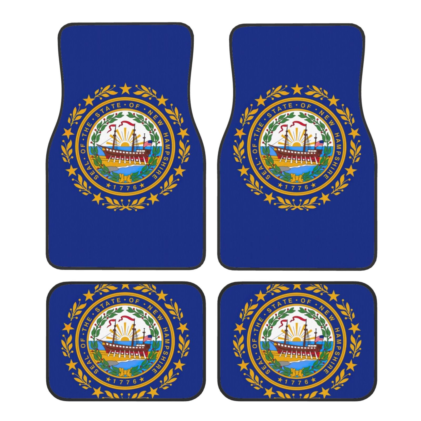 Autoteppich-Set mit Hampshire-Staatsflagge, komplettes Set, universelle Passform, 4-teiliges Matten-Pad-Set, passend für die meisten Autos, LKWs, Lieferwagen, Limousinen, SUVs von EdWal