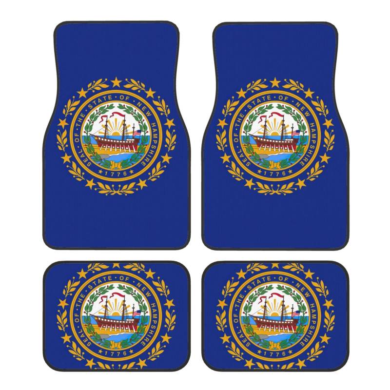 Autoteppich-Set mit Hampshire-Staatsflagge, komplettes Set, universelle Passform, 4-teiliges Matten-Pad-Set, passend für die meisten Autos, LKWs, Lieferwagen, Limousinen, SUVs von EdWal