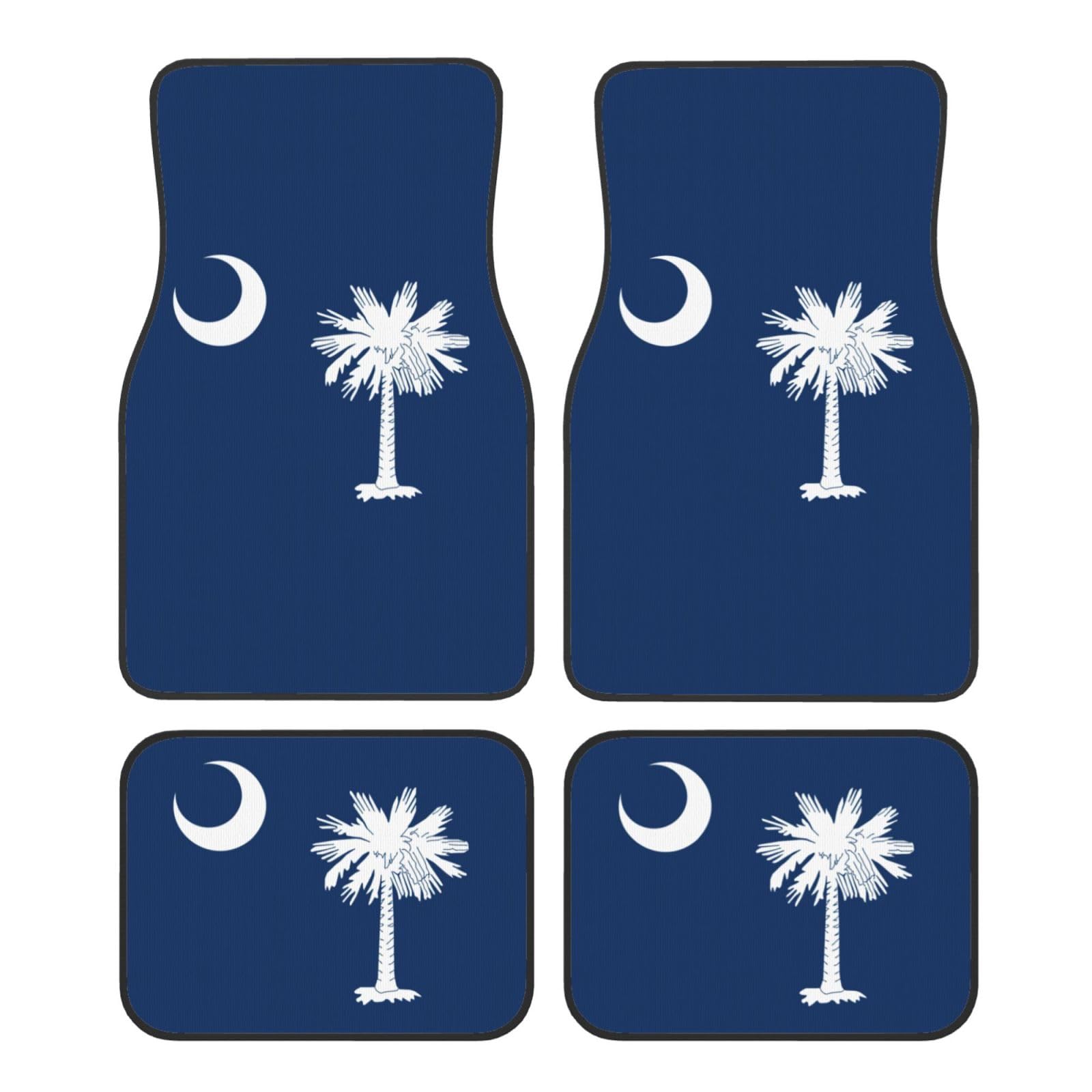 Autoteppich-Set mit South Carolina-Flaggen-Druck, universelle Passform, 4-teiliges Matten-Pad-Set, passend für die meisten Autos, LKWs, Lieferwagen, Limousinen, SUVs von EdWal