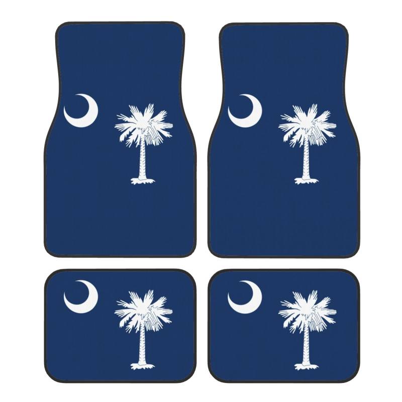 Autoteppich-Set mit South Carolina-Flaggen-Druck, universelle Passform, 4-teiliges Matten-Pad-Set, passend für die meisten Autos, LKWs, Lieferwagen, Limousinen, SUVs von EdWal