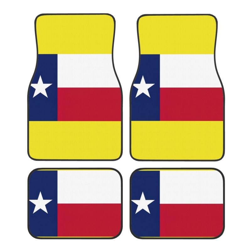 Autoteppich-Set mit Texas-Staatsflagge, komplettes Set, universelle Passform, 4-teiliges Matten-Pad-Set, passend für die meisten Autos, LKWs, Lieferwagen, Limousinen, SUVs von EdWal