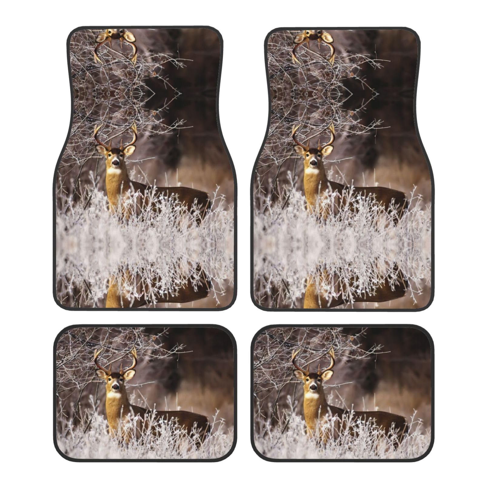 Free Whitetail Deer Print Automatten Komplettes Set Universal Fit 4-teiliges Matten-Pad-Set passend für die meisten Autos, LKWs, Lieferwagen, Limousinen, SUVs von EdWal