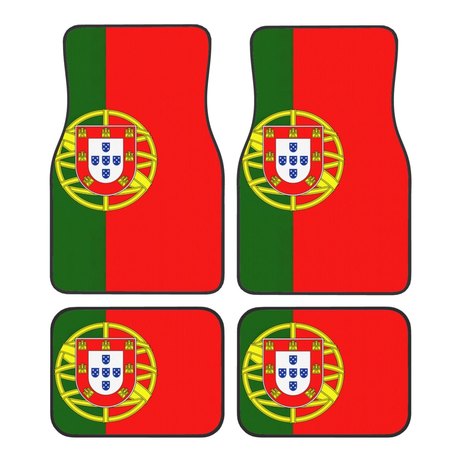 Fußmatten mit portugiesischer Flagge, komplettes Set, universelle Passform, 4-teiliges Matten-Pad-Set, passend für die meisten Autos, LKWs, Lieferwagen, Limousinen, SUVs von EdWal