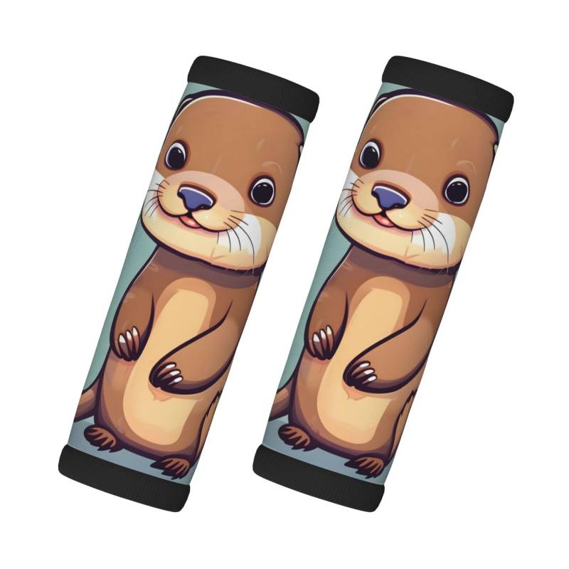 Gepäckgriffbandagen für Koffer, Cartoon-Motiv, niedlicher Otter-Druck, 2 Stück, Neopren, Reisetasche, Gepäckkennzeichnungen von EdWal