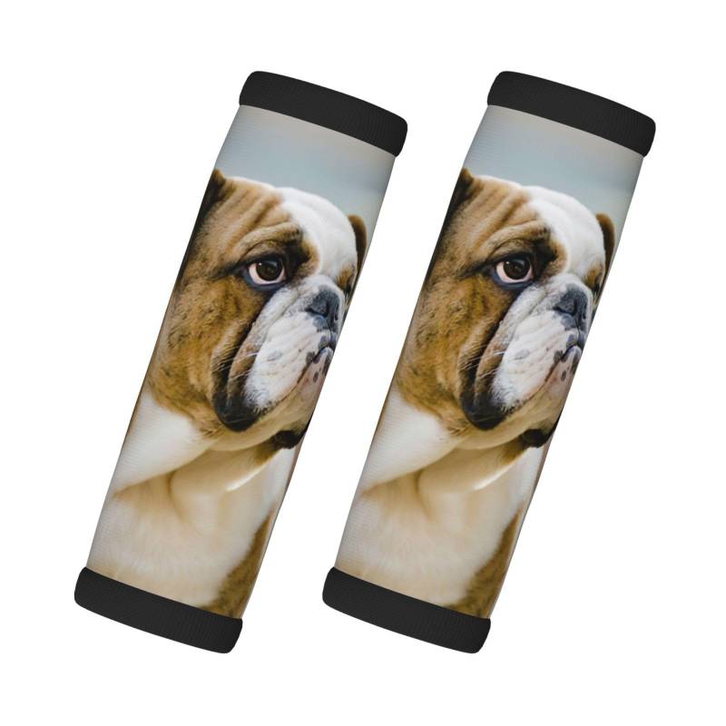 Gepäckgriffbandagen für Koffer, lustige englische Bulldogge, 2 Stück, Neopren, Reisetasche, Gepäckkennzeichnungen von EdWal