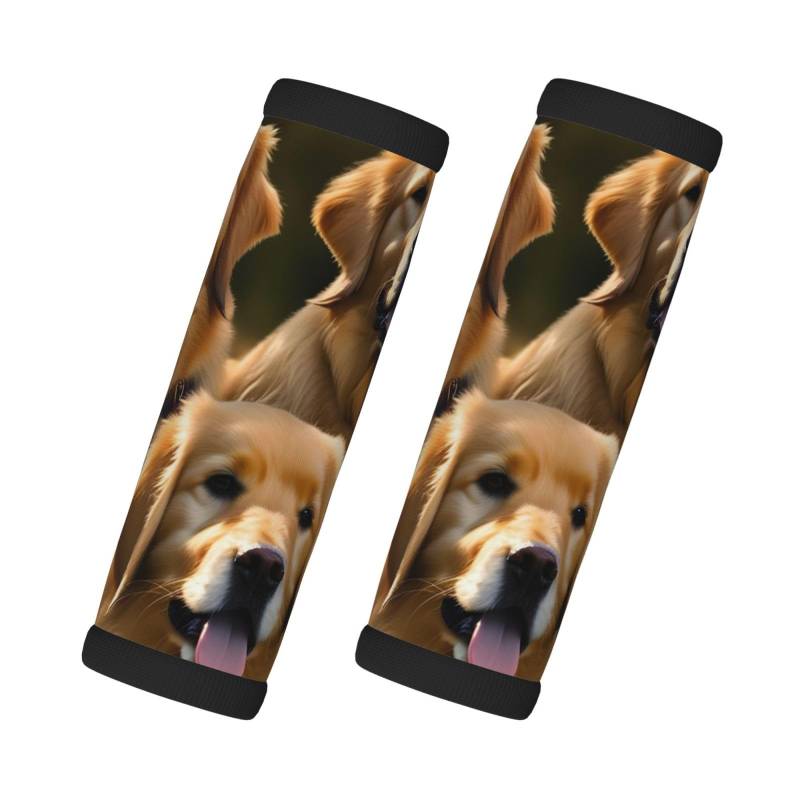 Golden Retrievers Gepäckgriffbandagen für Koffer, Neopren, Reisetasche, Gepäckkennzeichnung, 2 Stück von EdWal