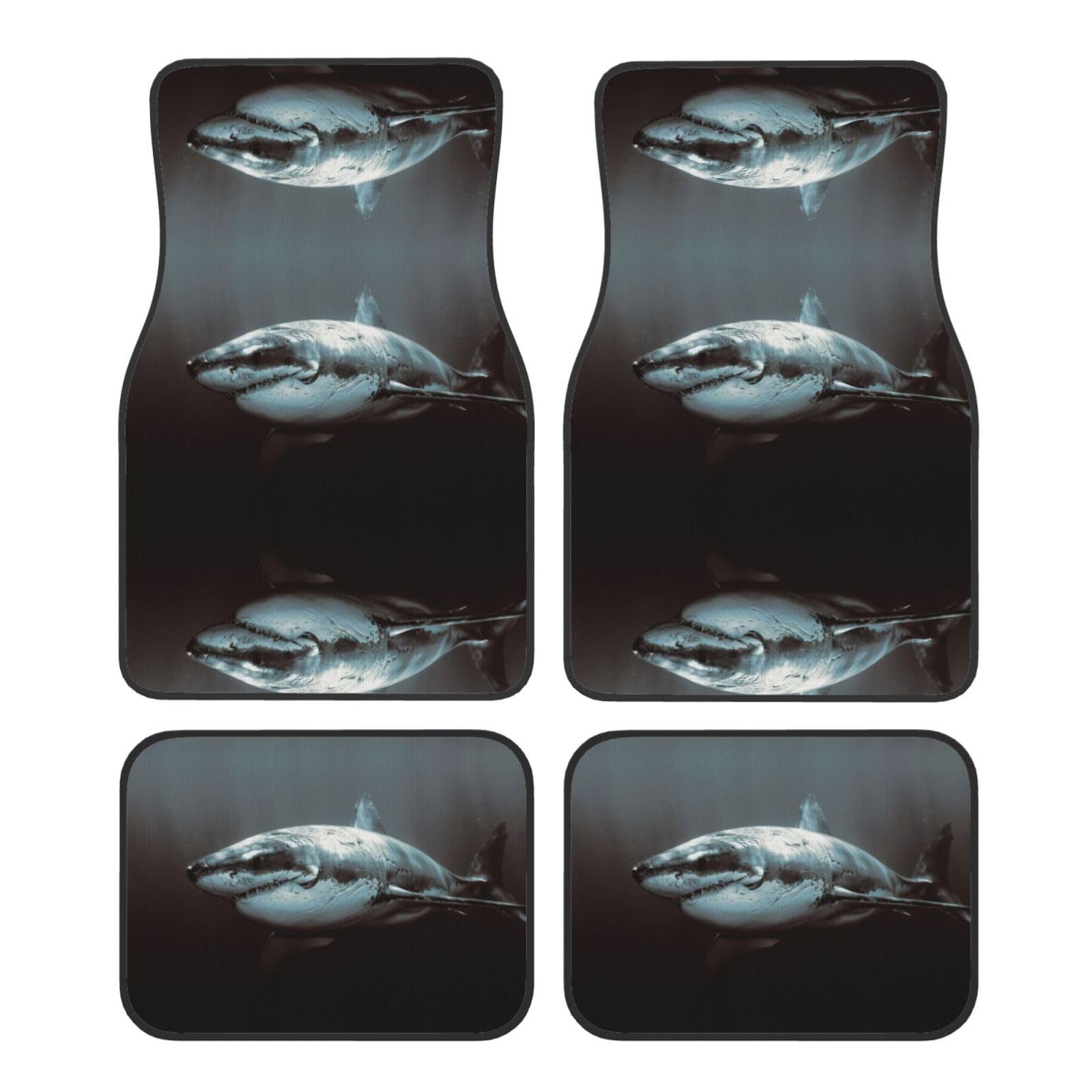 Great White Shark Print Car Mats Full Set Universal Fit 4 Piece Mat Pad Set Fits Most Cars Trucks Vans Sedans SUV von EdWal