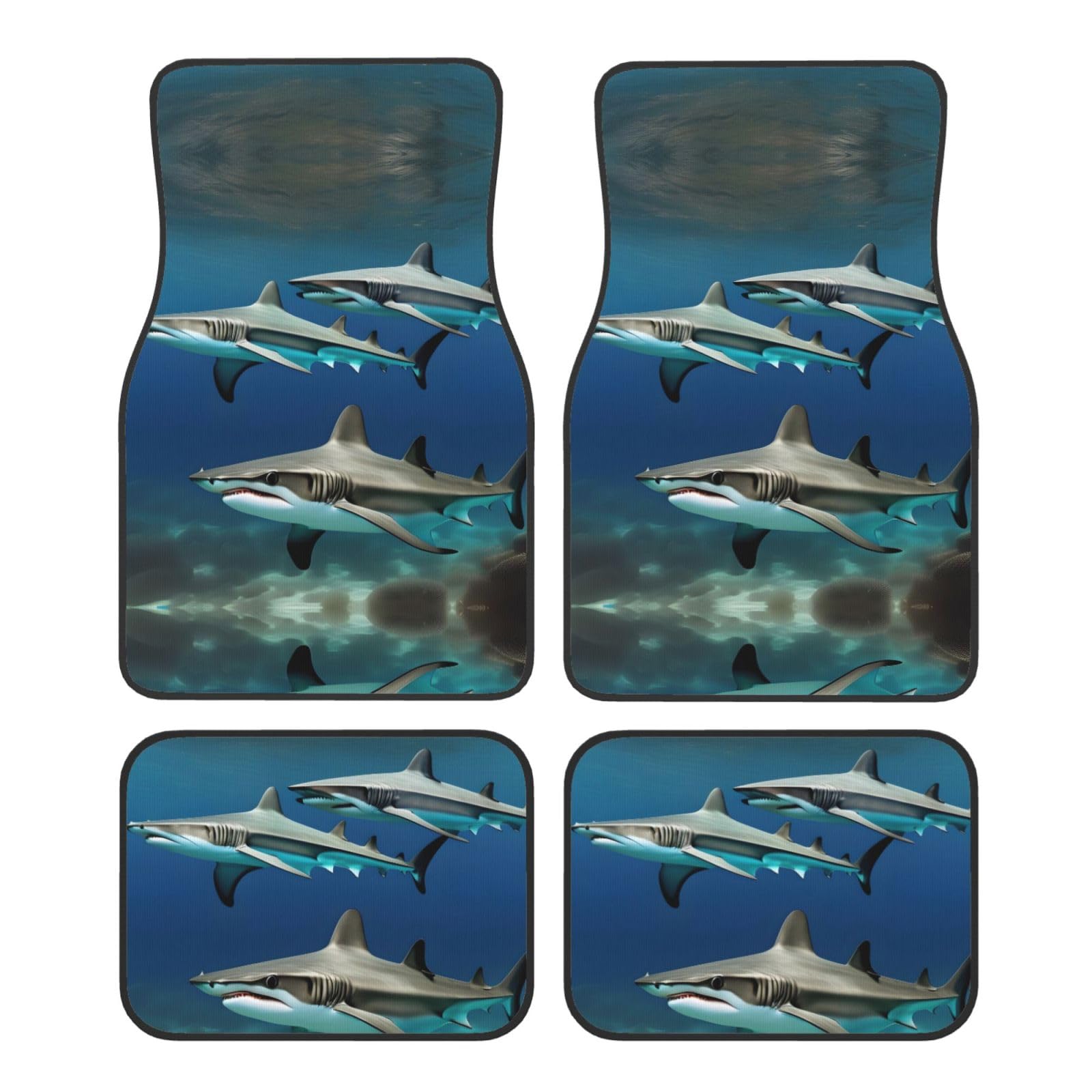 Hammerhead Sharks Automatten, komplettes Set, universelle Passform, 4-teiliges Matten-Pad-Set, passend für die meisten Autos, LKWs, Lieferwagen, Limousinen, SUVs von EdWal