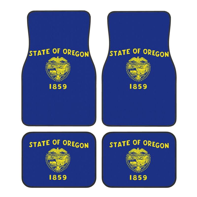 Oregon Fußmatten mit Staatsflaggen-Druck, komplettes Set, universelle Passform, 4-teiliges Matten-Pad-Set, passend für die meisten Autos, LKWs, Lieferwagen, Limousinen, SUVs von EdWal