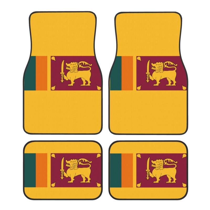 Sri Lanka Fußmatten mit Flaggen-Druck, komplettes Set, universelle Passform, 4-teiliges Matten-Pad-Set, passend für die meisten Autos, LKWs, Lieferwagen, Limousinen, SUVs von EdWal