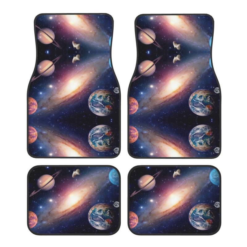 Universe Galaxy Automatten mit Weltraum-Druck, komplettes Set, universelle Passform, 4-teiliges Matten-Pad-Set, passend für die meisten Autos, LKWs, Lieferwagen, Limousinen, SUVs von EdWal