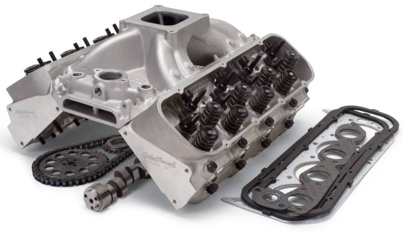 Edelbrock 2089 Power Package Top End Kit 363 PS inkl. Ansaugung/Köpfe/spätes Modell Hydraulische Flachstößel Nockenwelle und Heber/Steuerkette/Dichtungssatz/Bolzen-Kits Power Package Top End Kit von Edelbrock