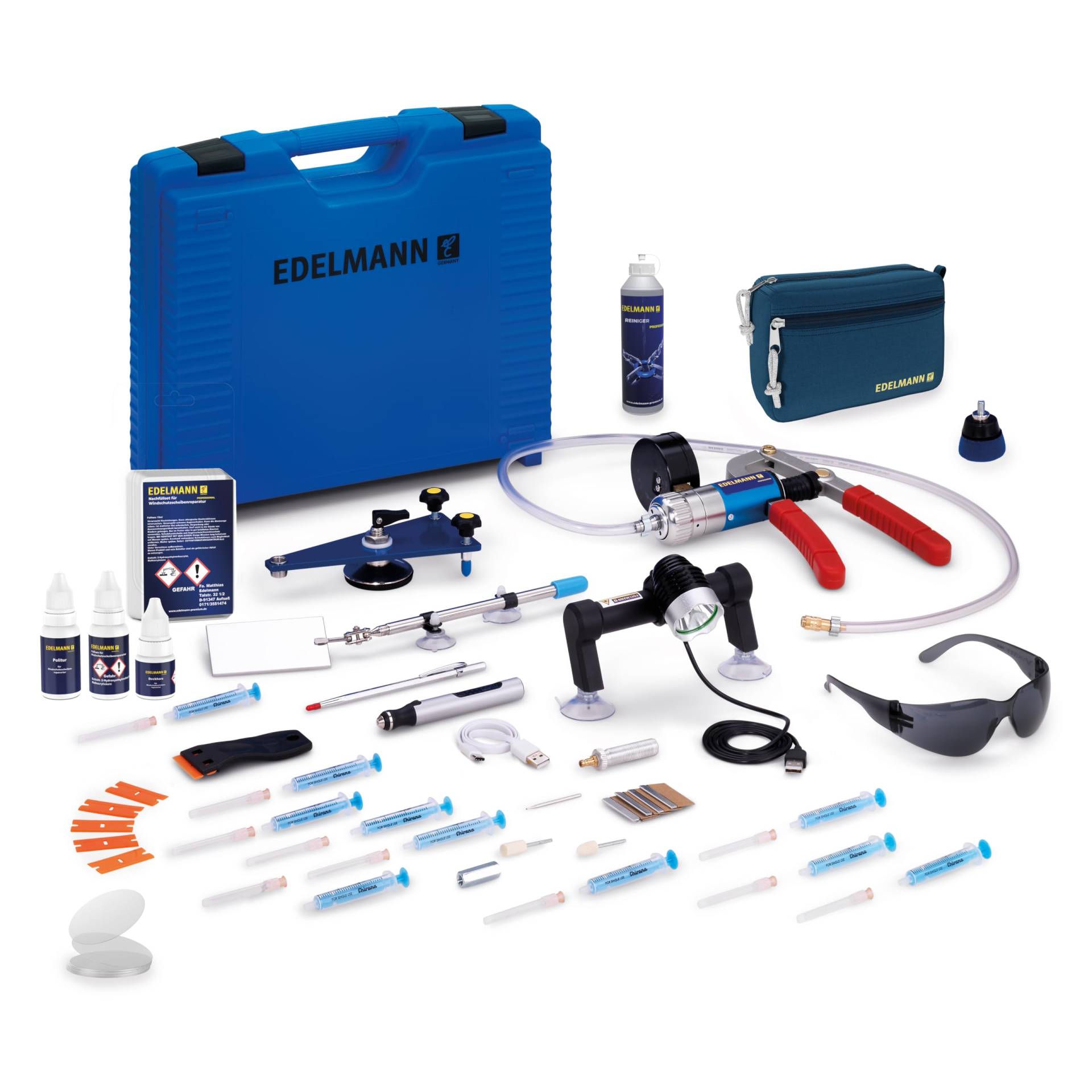 Edelmann Steinschlagreparatur Set Expert 16 – Professionelle Windschutzscheiben Glas Reparatur von Edelmann