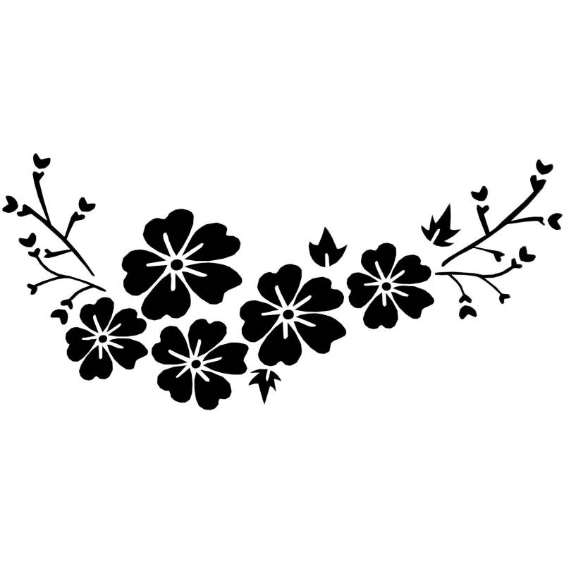 Eduuyvee SCHWARZES Abziehbild-Blumen-Aufkleber-wasserdichte Entfernbare -Fahrzeug-Streifen-Abdeckung von Eduuyvee