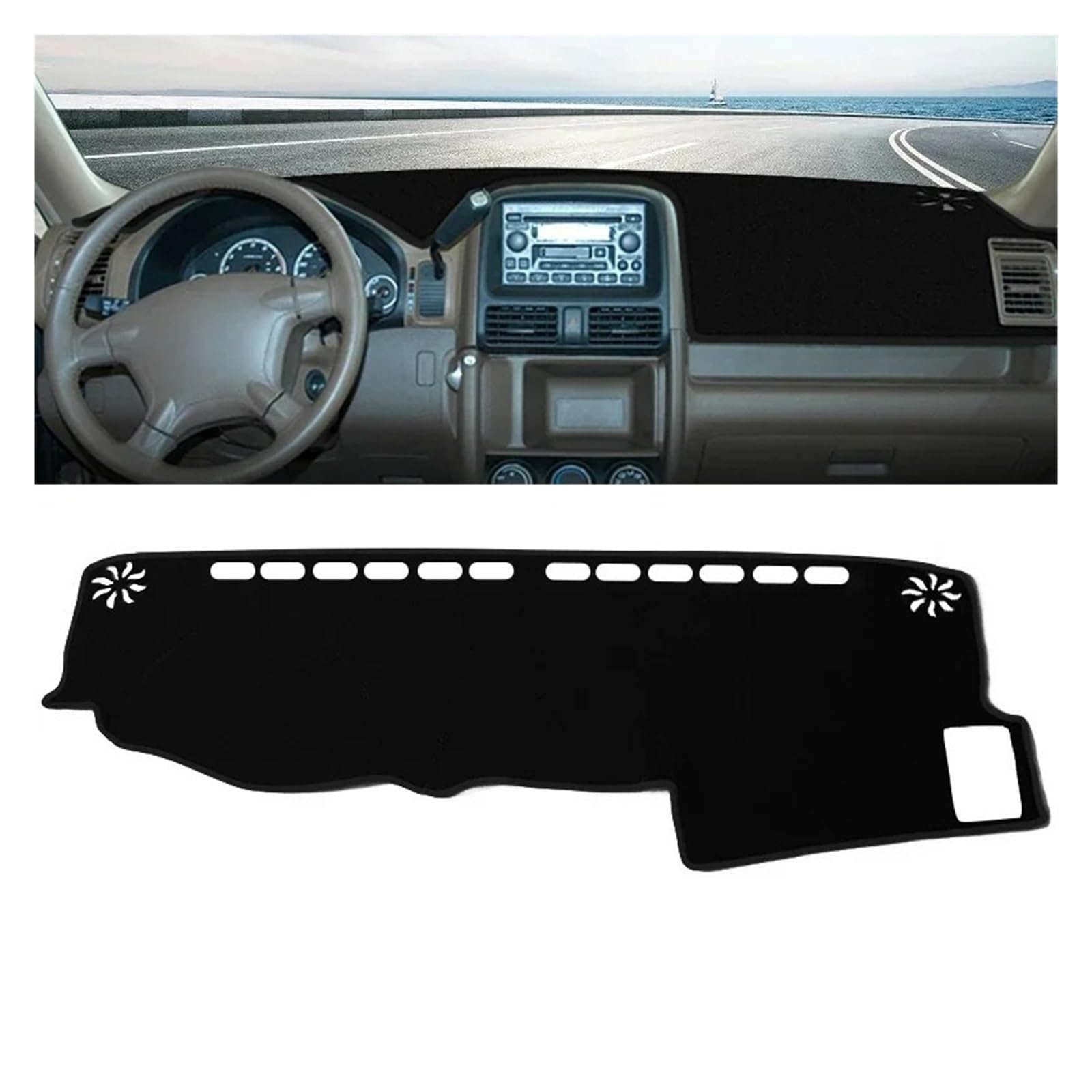 Auto Armaturenbrett Abdeckmatte Für CR-V Für CRV II MK2 2002 2003 2004 2005 2006 LHD Auto Dashboard Abdeckung Dash Matte Sonnenschutz Nicht-Slip Pad Innen Zubehör(A Black Side) von Eejghfwq