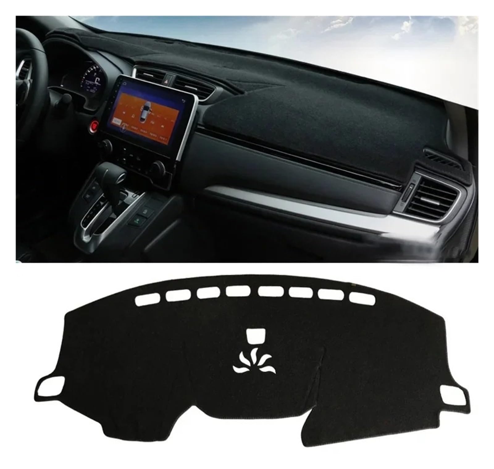 Auto Armaturenbrett Abdeckmatte Für CRV 2007-2022 LHD Auto Dashboard Abdeckung Matten Vermeiden Licht Pads Anti-UV Teppiche Trim Zubehör(17-22 Black Side) von Eejghfwq