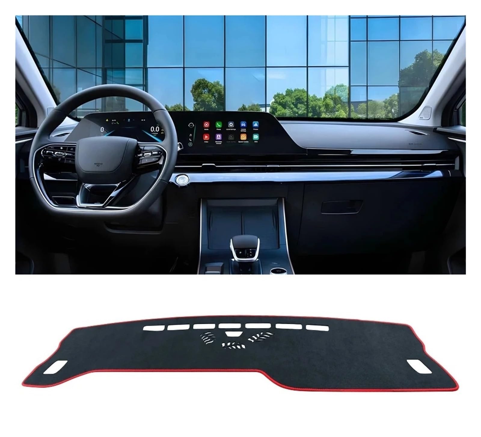 Auto Armaturenbrett Abdeckmatte Für Chery Für Omoda 5 Für C5 FX EV 2022 2023 2024 Auto Dashboard Abdeckung Vermeiden Licht Pad Sonnenschutz Anti-Uv Teppiche Nicht-Slip Matte(Black Red LHD) von Eejghfwq