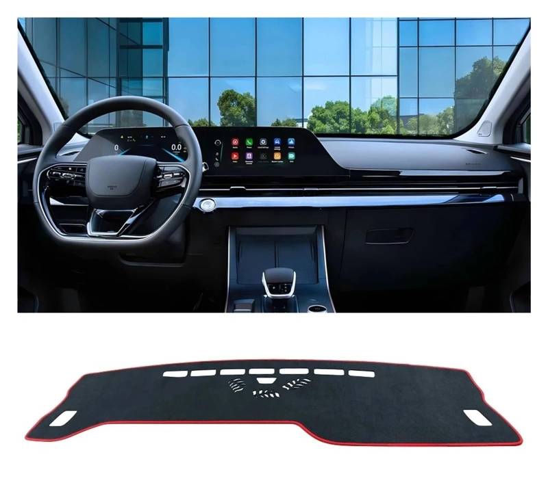 Auto Armaturenbrett Abdeckmatte Für Chery Für Omoda 5 Für C5 FX EV 2022 2023 2024 Auto Dashboard Abdeckung Vermeiden Licht Pad Sonnenschutz Anti-Uv Teppiche Nicht-Slip Matte(Black Red LHD) von Eejghfwq