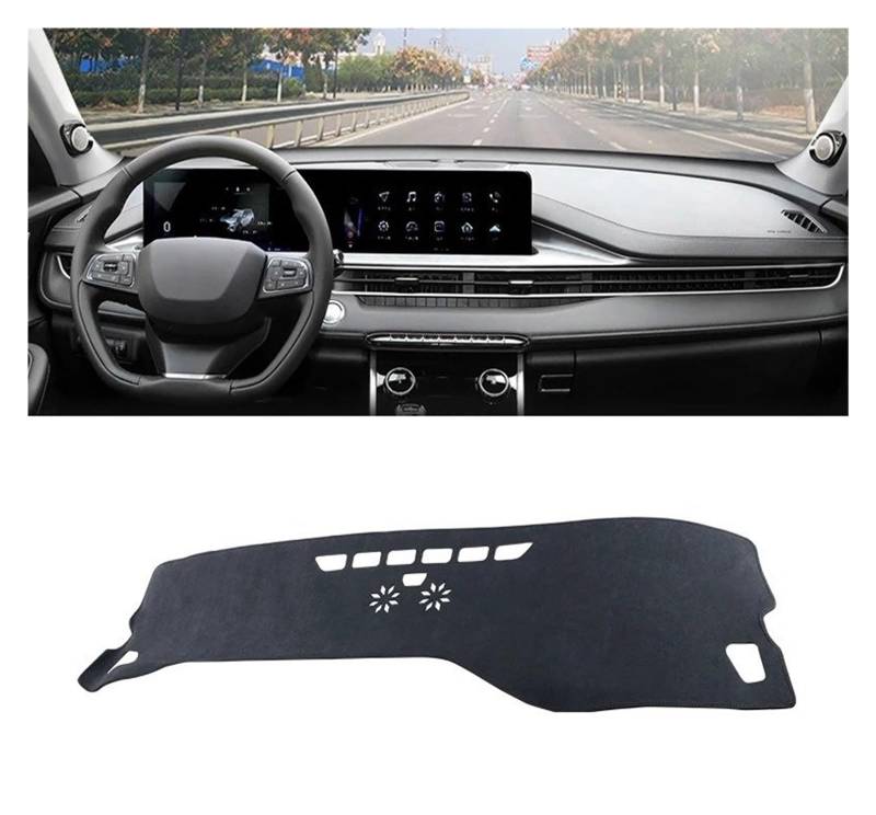 Auto Armaturenbrett Abdeckmatte Für Chery Für Tiggo 7 Für Pro Für Max 2021-2023 LHD Auto Dashboard Abdeckung Sonnenschutz Vermeiden Licht Matte Pad Instrument Panel Teppiche(B Black) von Eejghfwq