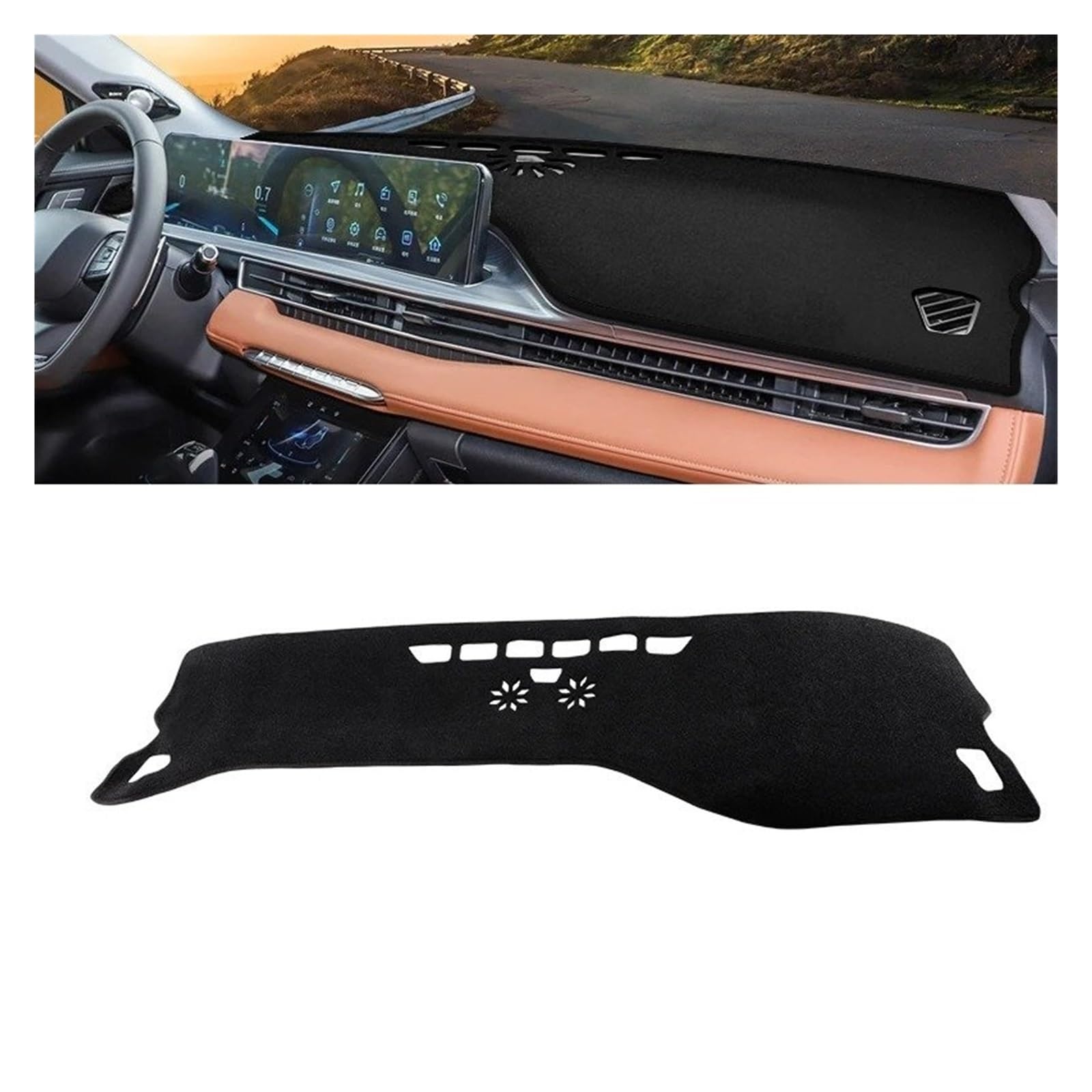 Auto Armaturenbrett Abdeckmatte Für Chery Für Tiggo 8 Pro Max 2021 2022 2023 Für Hybrid Auto Dashboard Abdeckung Vermeiden Licht Pad Sonnenschutz Anti-Uv Teppiche Matte(A Black Side) von Eejghfwq