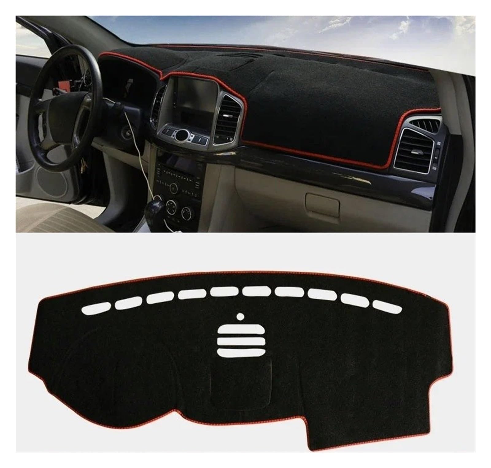 Auto Armaturenbrett Abdeckmatte Für Chevrolet Für Captiva 2006-2019 Auto Dashboard Vermeiden Licht Pad Instrument Plattform Schreibtisch Abdeckung Matte Teppiche Trim(LHD Red Side) von Eejghfwq