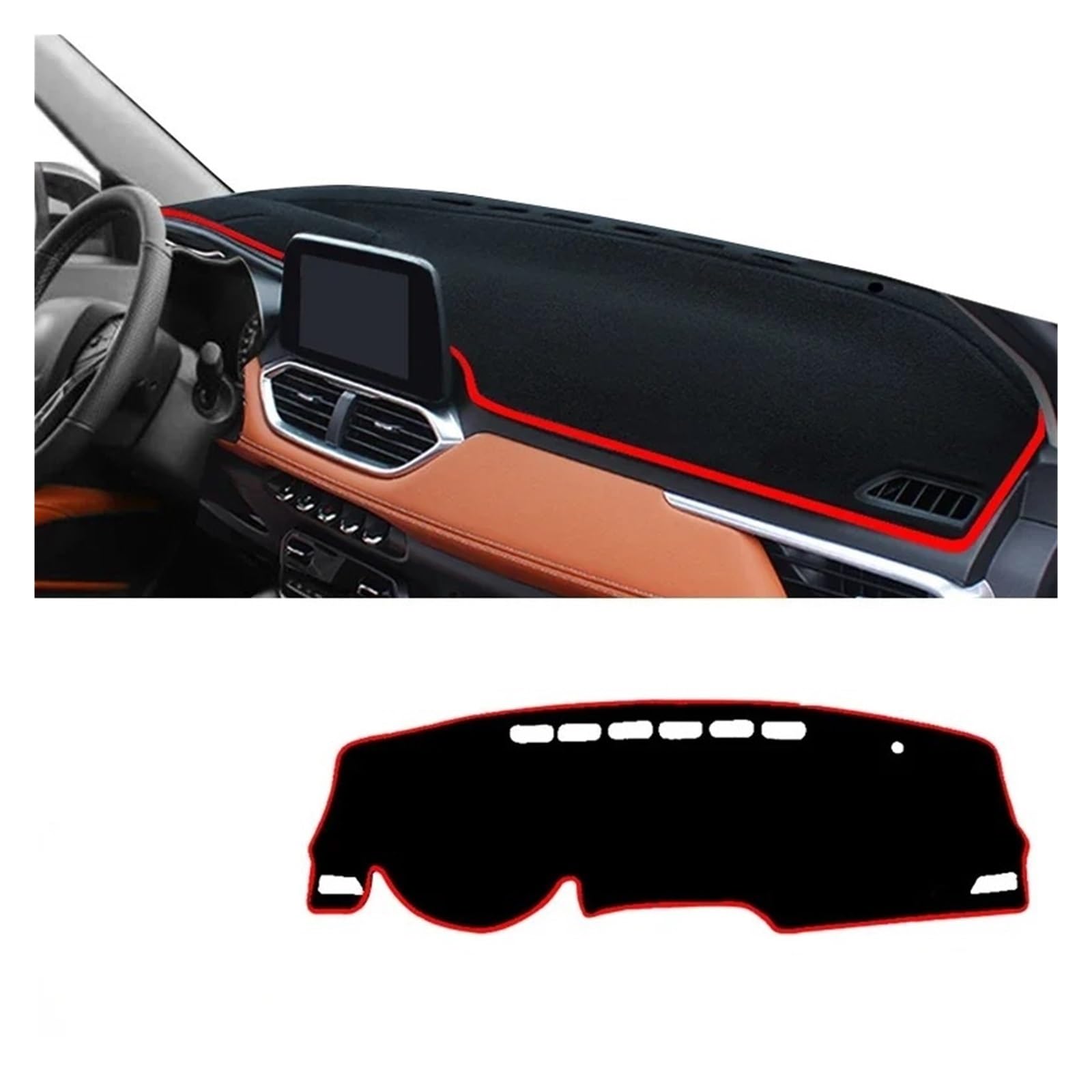 Auto Armaturenbrett Abdeckmatte Für Chevrolet Für Groove 2021 2022 2023 Auto Dashboard Abdeckung Instrument Schreibtisch Sonnenschutz Matte Non-Slip Pad Zubehör(A Red Side LHD) von Eejghfwq