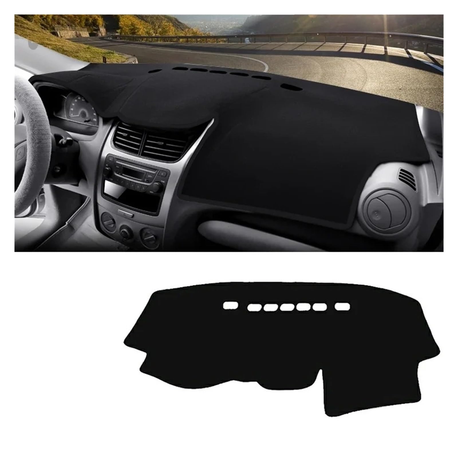 Auto Armaturenbrett Abdeckmatte Für Chevrolet Für Sail 2009 2010 2011 2012 2013 2014 Auto Dashboard Abdeckung Instrument Schreibtisch Sonnenschutz Matte Non-Slip Pad Zubehör(Black Side LHD) von Eejghfwq