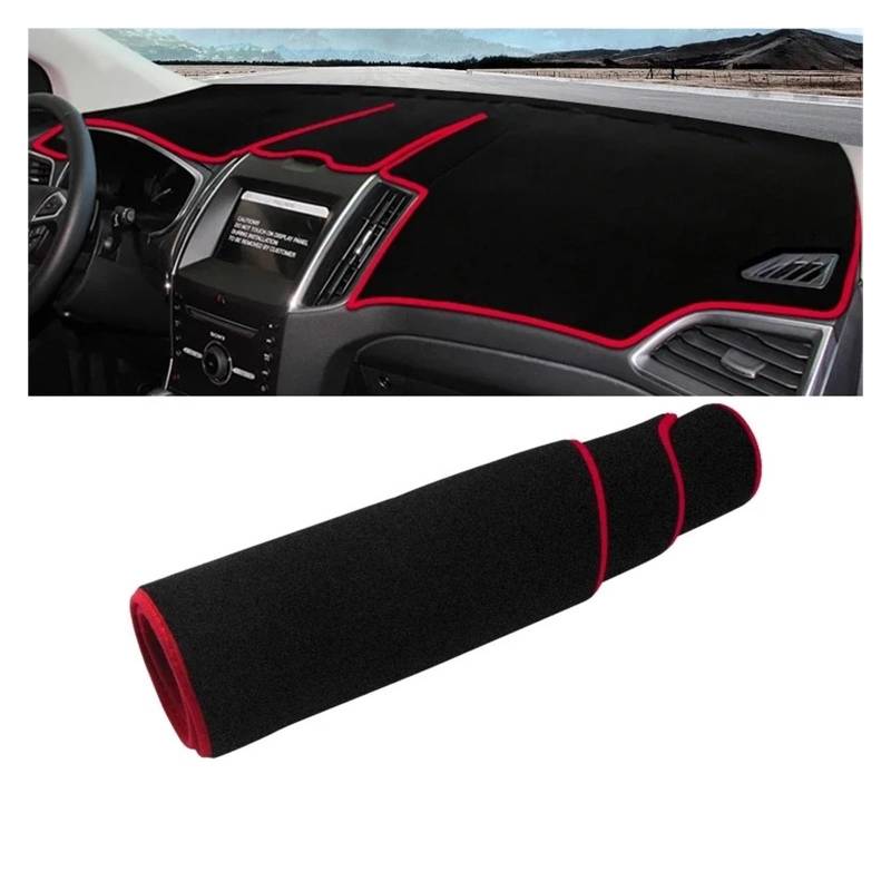 Auto Armaturenbrett Abdeckmatte Für Ford Für Edge 2015 2016 2017 2018 2019 2020 2021 2022 Auto Dashboard Abdeckung Dash Matte Sonnenschutz Nicht-Slip Pad Zubehör(Red Side) von Eejghfwq