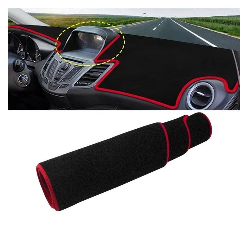 Auto Armaturenbrett Abdeckmatte Für Ford Für Fiesta MK7 2008 2009 2010 2011 2012 2013 2014 2015 2016 Auto Dashboard Abdeckung Dash Matte Sonnenschutz Nicht-Slip Pad(with GPS Red Side) von Eejghfwq