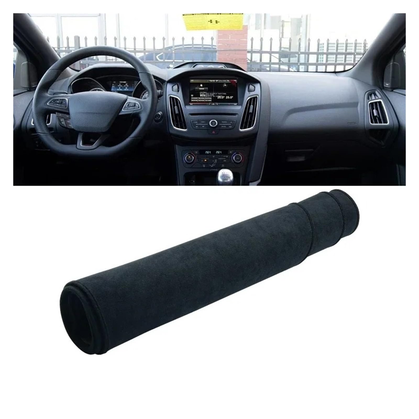 Auto Armaturenbrett Abdeckmatte Für Ford Für Focus 3 MK3 2011 2012 2013 2014 2015 2016 2017 Auto Dashboard Abdeckung Dash Matte Sonnenschutz Nicht-Slip Pad Zubehör(B Black) von Eejghfwq