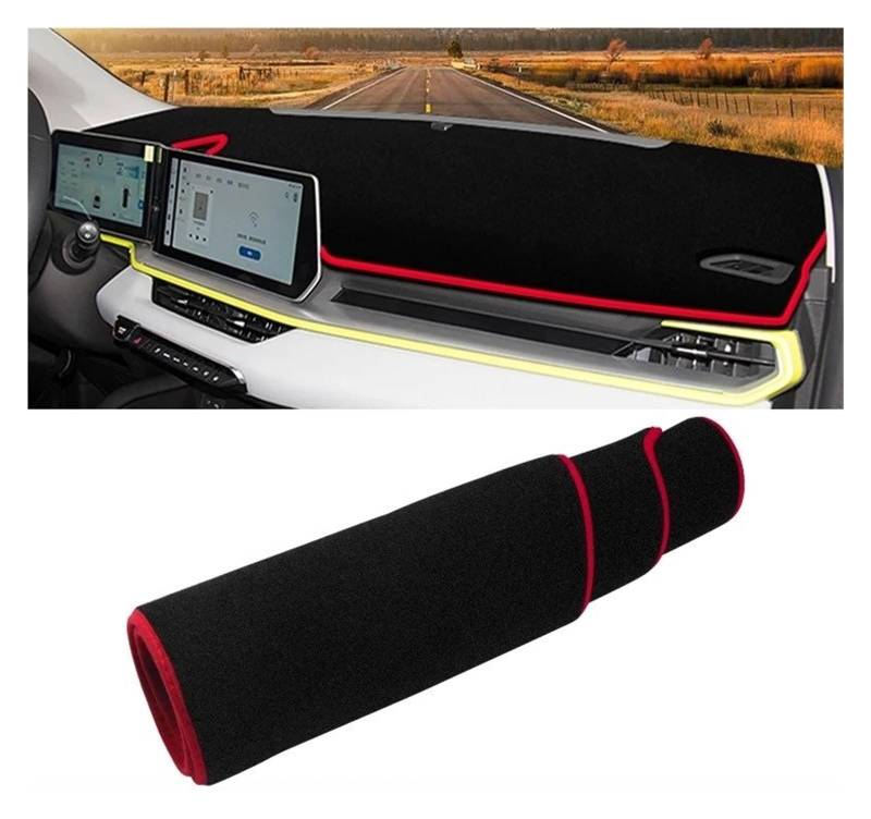 Auto Armaturenbrett Abdeckmatte Für Geely Für Coolray 2022 2023 2024 Auto Dashboard Abdeckung Anti-Uv Nicht-Slip Matte Instrument Teppiche Dashmat Pad Zubehör(A Red Side) von Eejghfwq