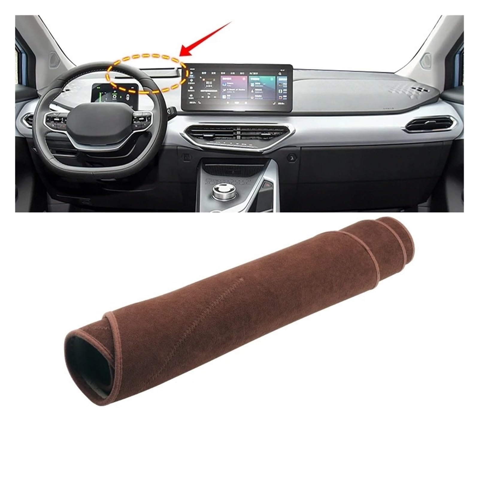 Auto Armaturenbrett Abdeckmatte Für Geely Für Geometry C 2020 2021 2022 Auto Dashboard Matte Sonnenschutz Instrument Schreibtisch Nicht-Slip Abdeckung Zubehör(B with HUD Brown) von Eejghfwq