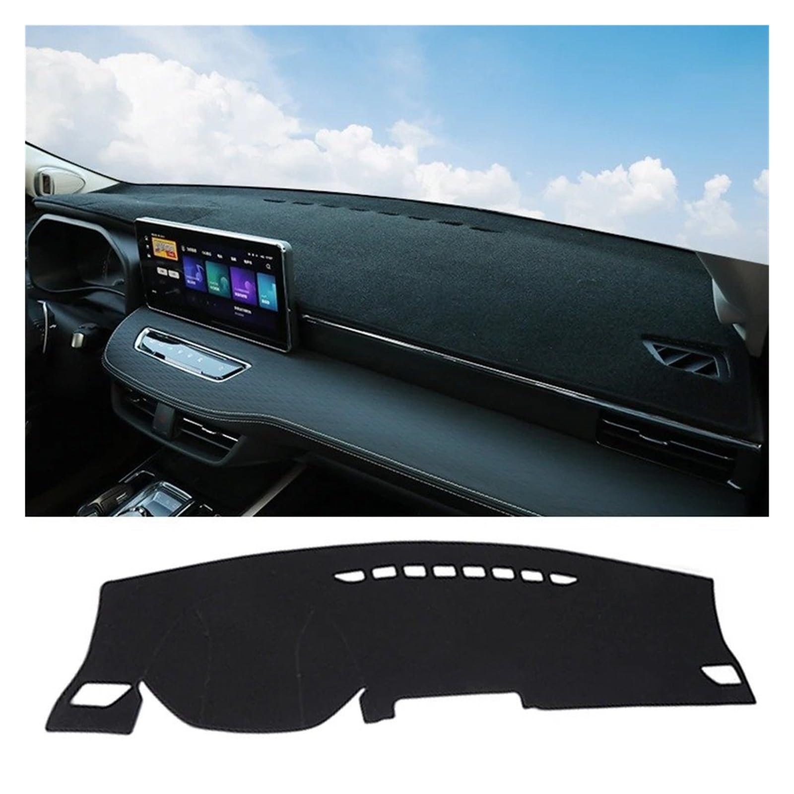 Auto Armaturenbrett Abdeckmatte Für Haval Für Jolion 2021 2022 2023 2024 Auto Dashboard Abdeckung Sonnenschutz Pads Teppiche Instrument Panel Schreibtisch Anti-Uv Matten Fall(No HUD Black LHD) von Eejghfwq