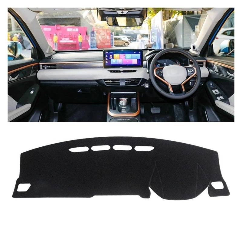 Auto Armaturenbrett Abdeckmatte Für Haval Für Jolion 2021 2022 2023 2024 Auto Dashboard Abdeckung Sonnenschutz Pads Teppiche Instrument Panel Schreibtisch Anti-Uv Matten Fall(No HUD Black RHD) von Eejghfwq