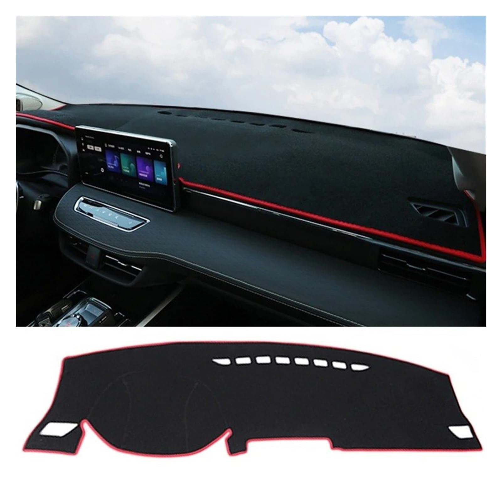 Auto Armaturenbrett Abdeckmatte Für Haval Für Jolion 2021 2022 2023 2024 Auto Dashboard Abdeckung Sonnenschutz Pads Teppiche Instrument Panel Schreibtisch Anti-Uv Matten Fall(No HUD Red LHD) von Eejghfwq