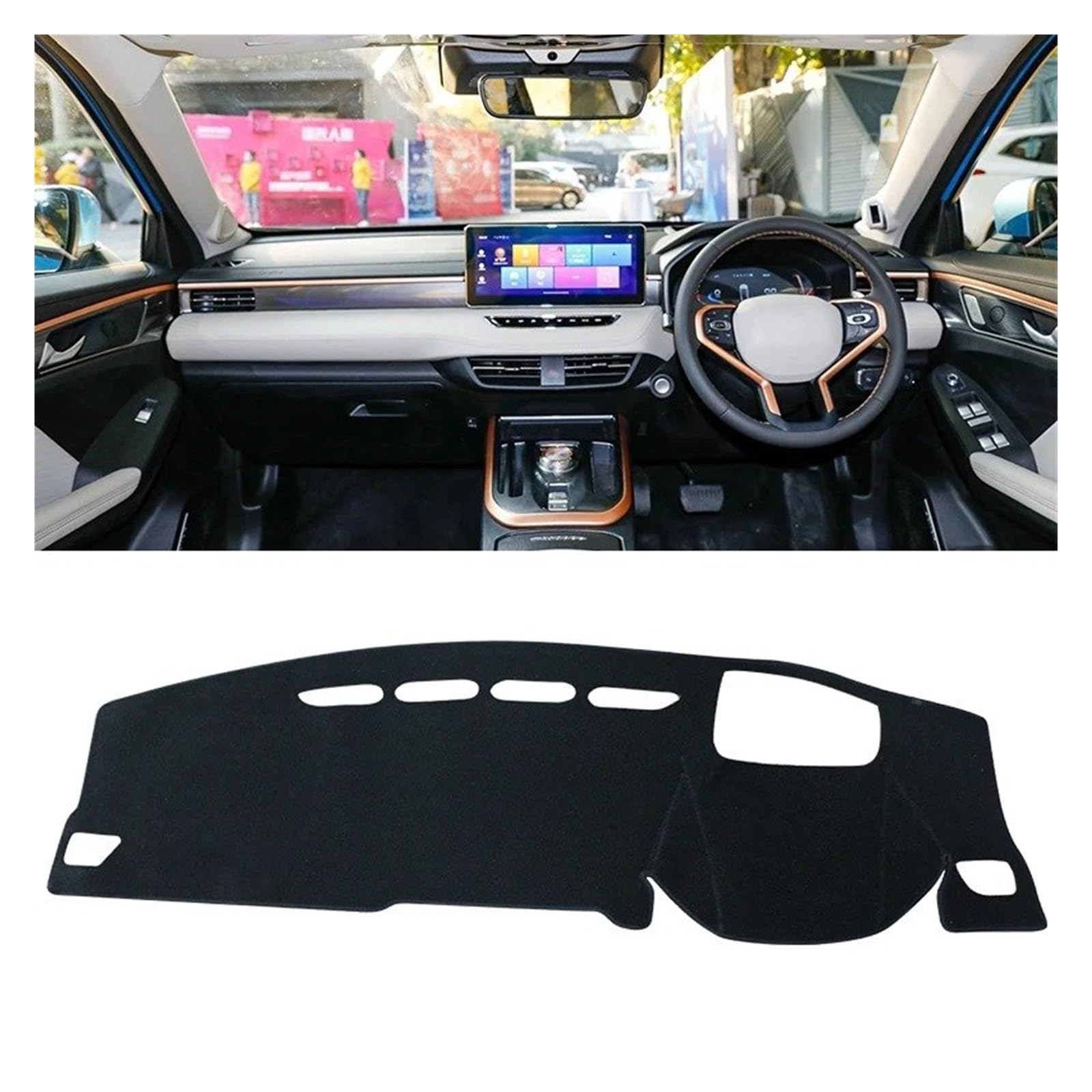 Auto Armaturenbrett Abdeckmatte Für Haval Für Jolion 2021 2022 2023 2024 Auto Dashboard Abdeckung Sonnenschutz Pads Teppiche Instrument Panel Schreibtisch Anti-Uv Matten Fall(with HUD Black RHD) von Eejghfwq