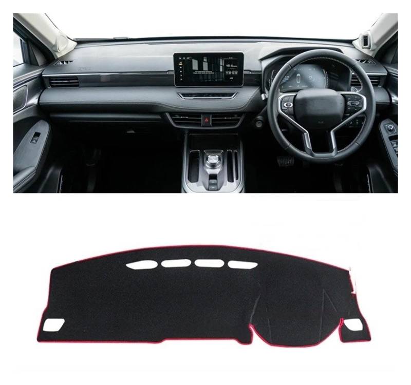 Auto Armaturenbrett Abdeckmatte Für Haval Für Jolion 2021 2022 2023 Auto Dashboard Sonnenschutz Matte Instrument Schreibtisch Abdeckung Nicht-Slip Pad LHD RHD Zubehör(No HUD Red RHD) von Eejghfwq