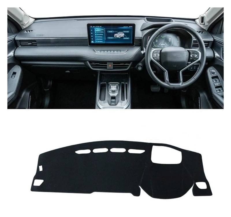 Auto Armaturenbrett Abdeckmatte Für Haval Für Jolion 2021 2022 2023 Auto Dashboard Sonnenschutz Matte Instrument Schreibtisch Abdeckung Nicht-Slip Pad LHD RHD Zubehör(with HUD Black RHD) von Eejghfwq