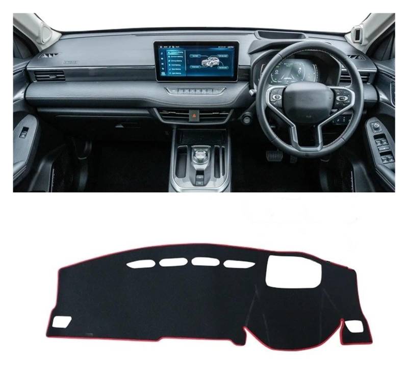 Auto Armaturenbrett Abdeckmatte Für Haval Für Jolion 2021 2022 2023 Auto Dashboard Sonnenschutz Matte Instrument Schreibtisch Abdeckung Nicht-Slip Pad LHD RHD Zubehör(with HUD Red RHD) von Eejghfwq