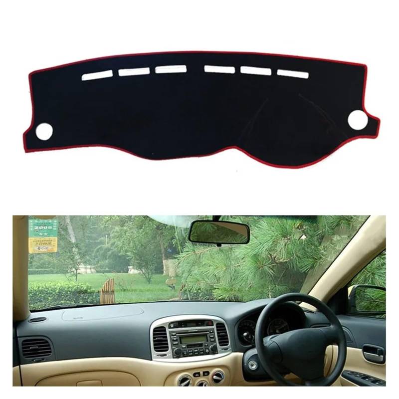 Auto Armaturenbrett Abdeckmatte Für Hyundai Für Accent Für Verna 2006-2011 MC Dashboard Abdeckung Matte Pad Sonnenschutz Dash Teppich Auto Aufkleber Zubehör(Without Storage RHD) von Eejghfwq