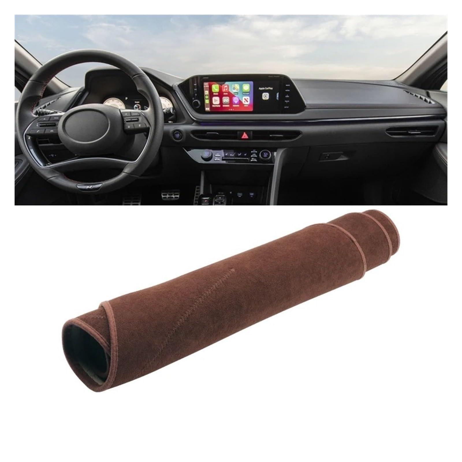 Auto Armaturenbrett Abdeckmatte Für Hyundai Für Sonata DN8 2019 2020 2021 2022 Auto Dashboard Abdeckung Dash Matte Sonnenschutz Vermeiden Licht Nicht-Slip Pad Zubehör(LHD Brown) von Eejghfwq