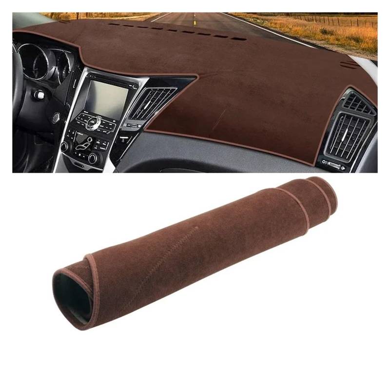 Auto Armaturenbrett Abdeckmatte Für Hyundai Für Sonata YF I45 2010 2011 2012 2013 2014 Auto Dashboard Abdeckung Dash Matte Sonnenschutz Nicht-Slip Pad Zubehör(LHD Brown) von Eejghfwq