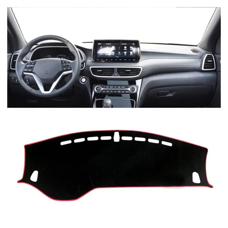 Auto Armaturenbrett Abdeckmatte Für Hyundai Für Tucson 2015-2020 Dashboard Abdeckung Matte Pad Dashmat Dash Sonnenschirm Instrument Teppich Auto Zubehör(LHD Red 2019-2020) von Eejghfwq