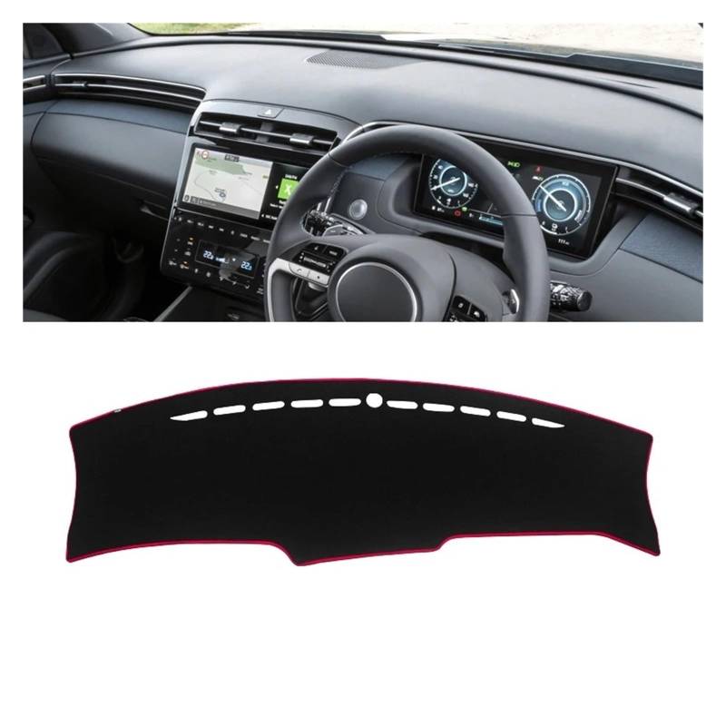 Auto Armaturenbrett Abdeckmatte Für Hyundai Für Tucson NX4 2021 2022 2023 Auto Dashboard Abdeckung Matten Vermeiden Licht Pads Anti-Uv Fall Sonnenschutz Trim Teppiche(A Red Side RHD) von Eejghfwq